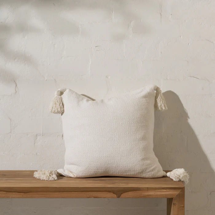 Maja Textured Cotton Cushion with Tassels - La Casa by Importante