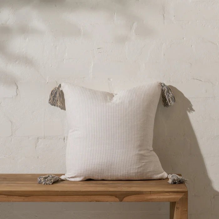 Vera Striped Cotton Cushion with Tassels - La Casa by Importante