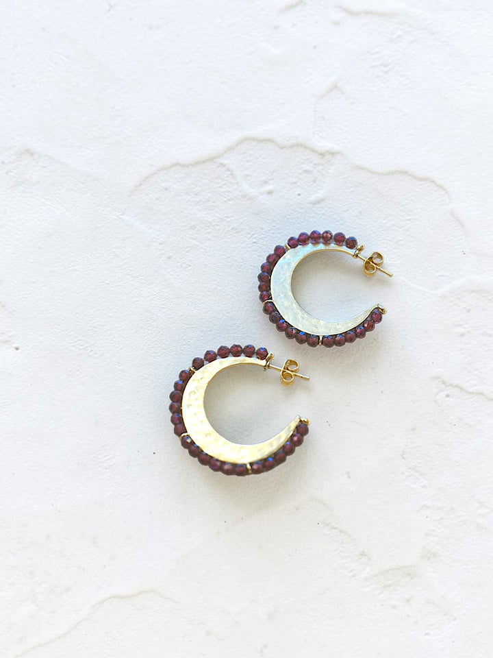 Garnet Crescent Hoops