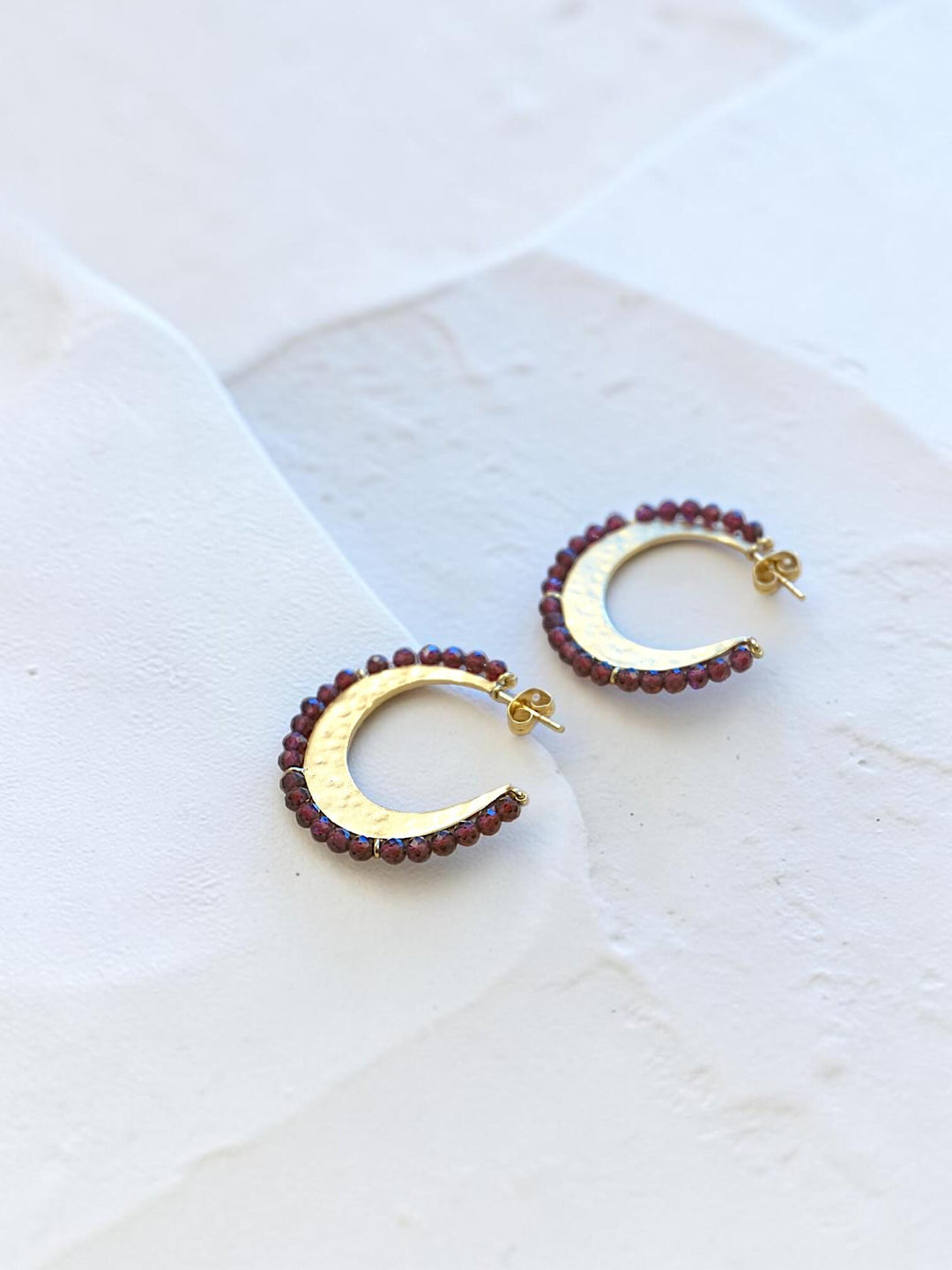 Garnet Crescent Hoops