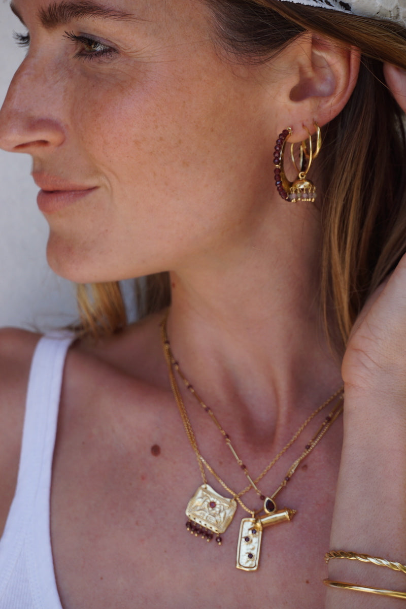 Garnet Crescent Hoops
