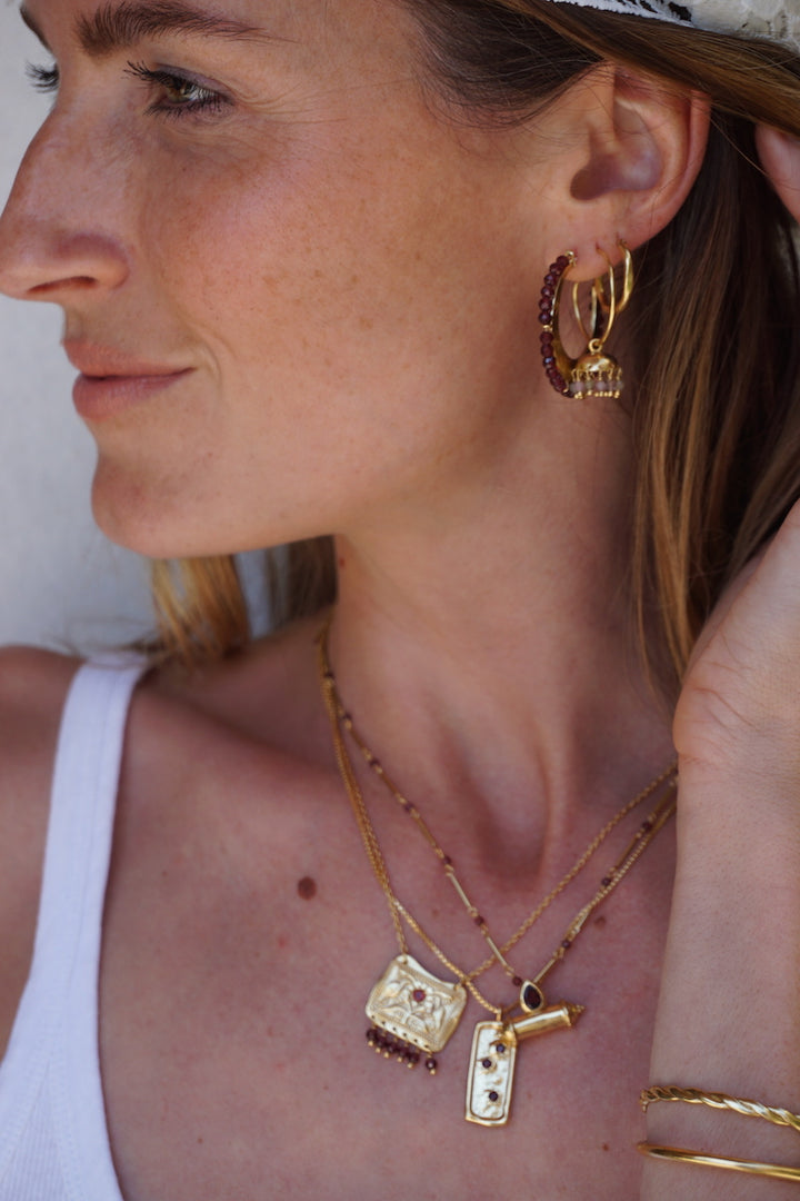 Garnet Crescent Hoops