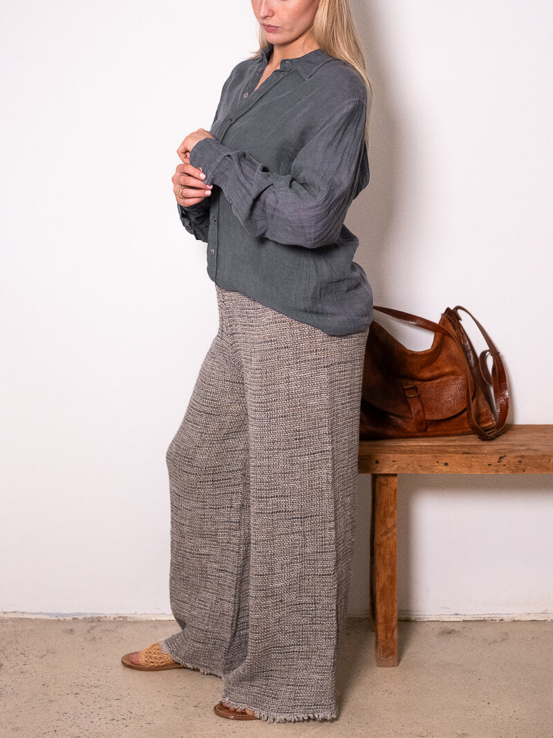 ONE OFF -  CAMICIA FRANCO  Linen Top - Battista Blue