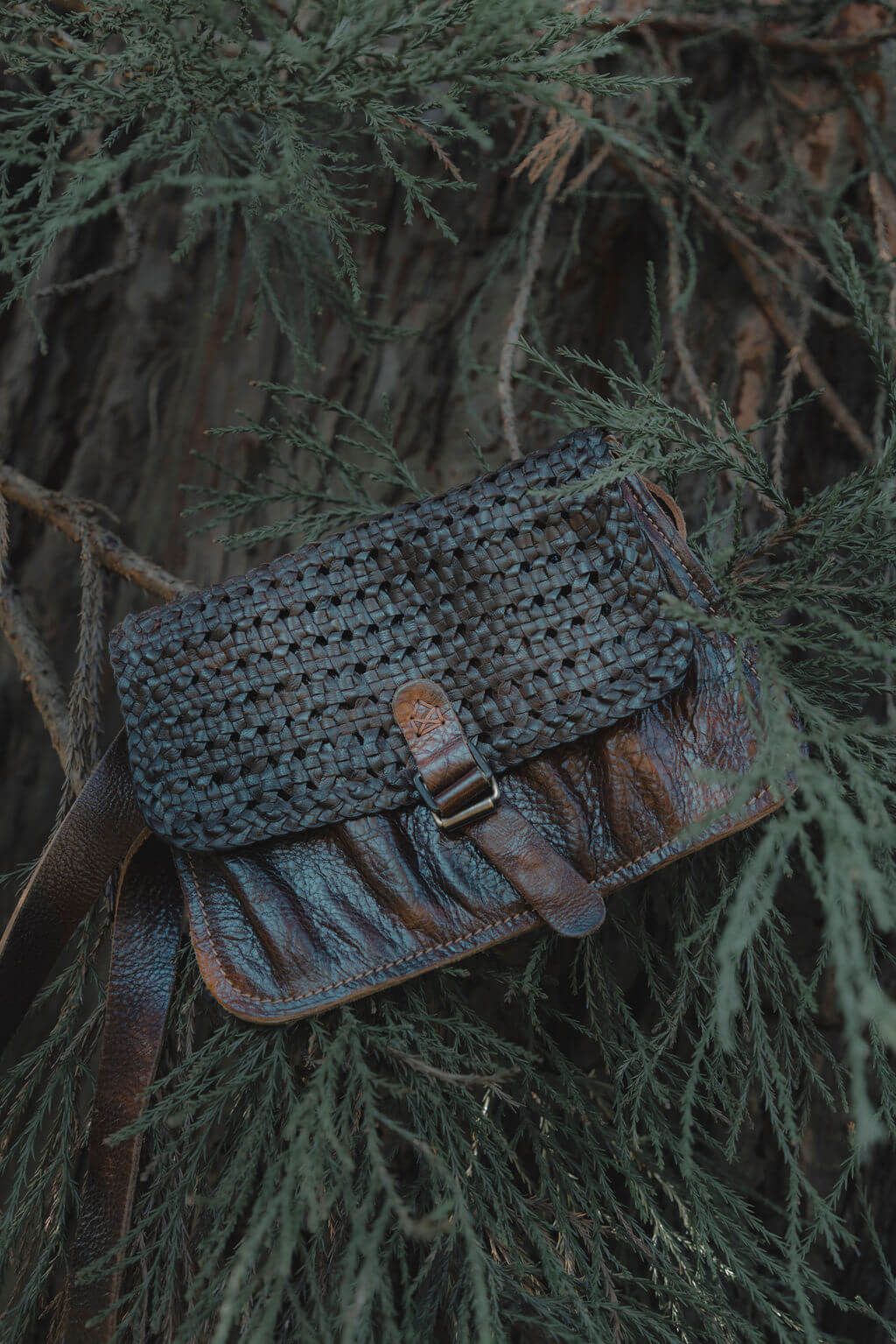 MARSUPIETTO TRECCIA LEATHER BUMBAG