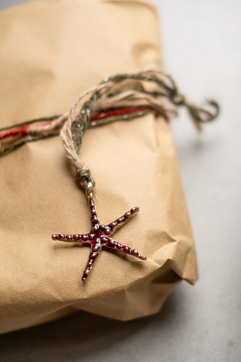 Xmas Ornament | Enameled Stella Di Mare Bronze Pendant