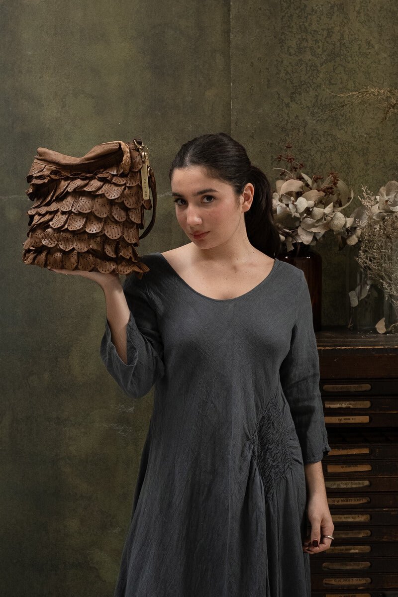 ASIA BUCKET LACE BAG - Cognac - SORRENTO - La Casa by Importante