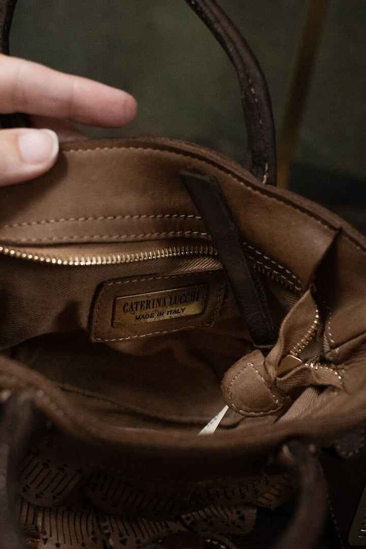 DAFNE LACE SMALL BAG - Cognac - SORRENTO - La Casa by Importante
