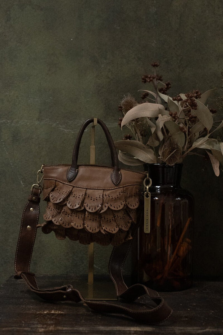 DAFNE LACE SMALL BAG - Cognac - SORRENTO - La Casa by Importante