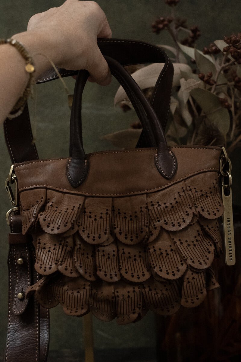 DAFNE LACE SMALL BAG - Cognac - SORRENTO - La Casa by Importante