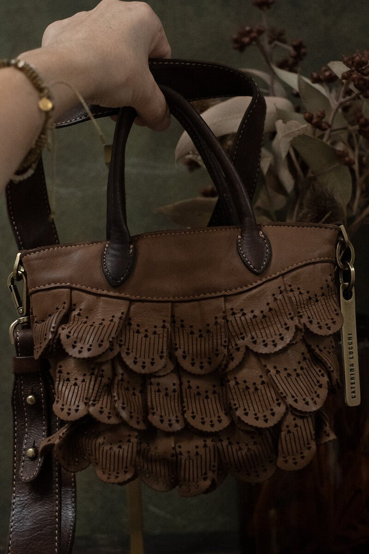 DAFNE LACE SMALL BAG - Cognac - SORRENTO - La Casa by Importante