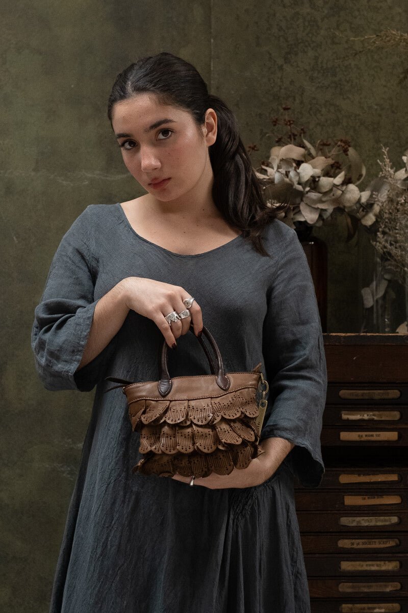 DAFNE LACE SMALL BAG - Cognac - SORRENTO - La Casa by Importante
