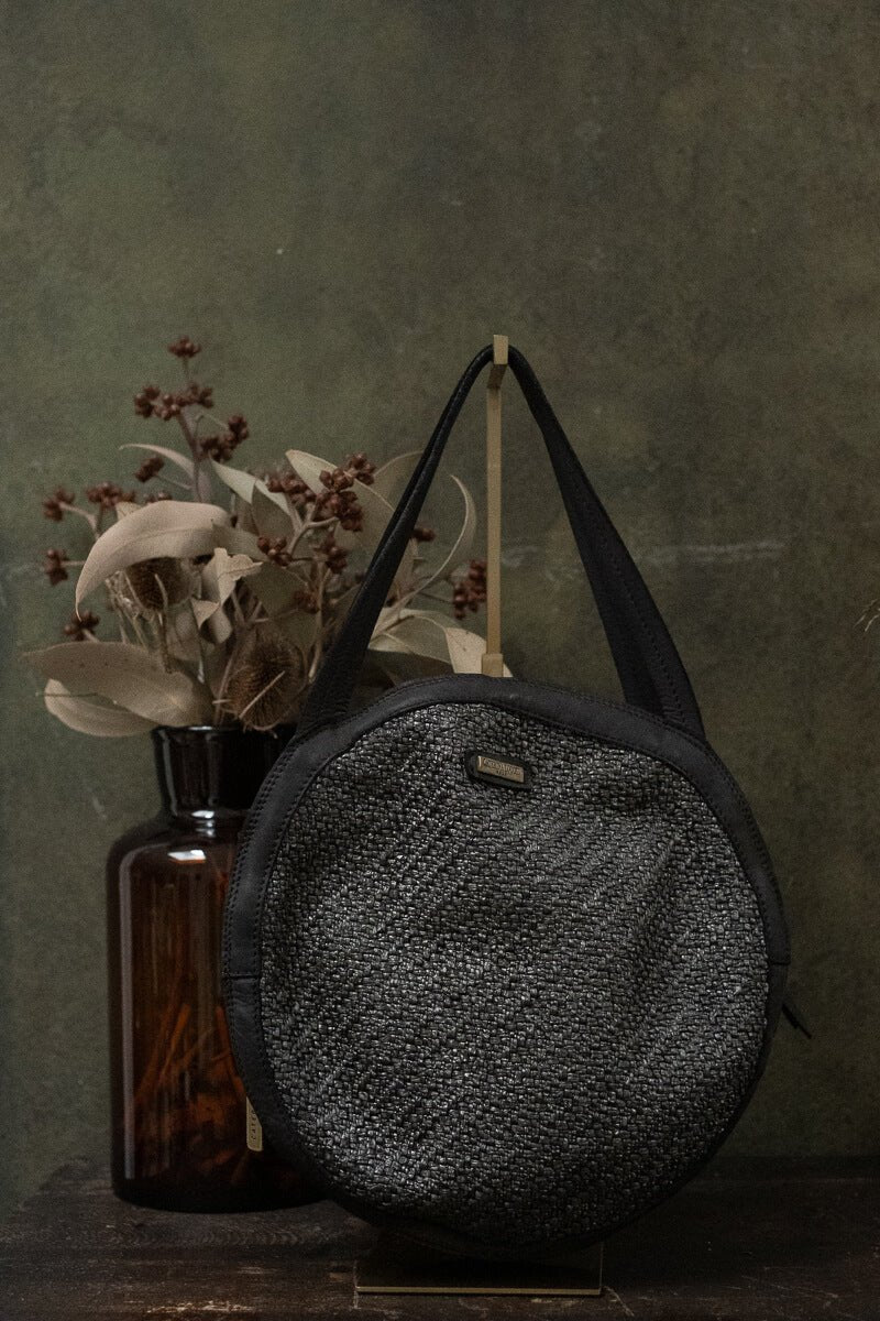ELETTRA ROUND MEDIUM BAG - Olive Black - FIRENZE - La Casa by Importante