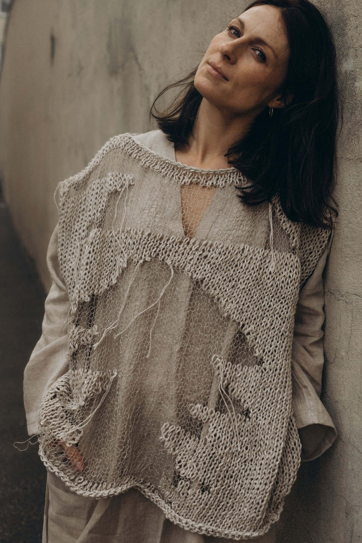 JÓZEFA SHORT SLEEVE LINEN TOP - La Casa by Importante