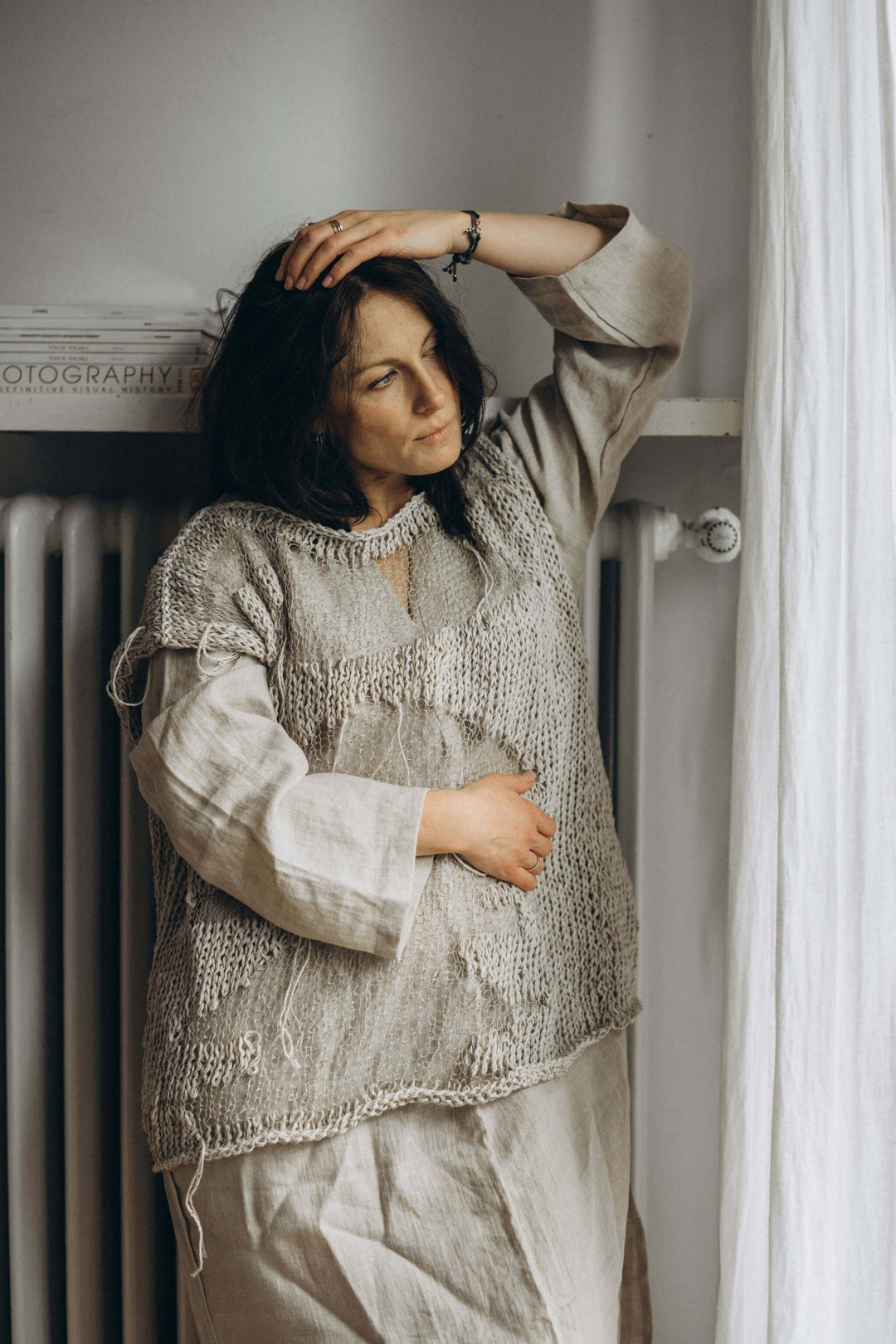 JÓZEFA SHORT SLEEVE LINEN TOP - La Casa by Importante