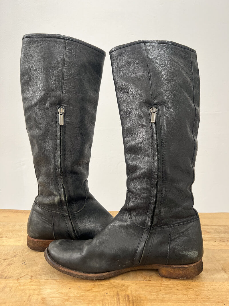 Second Hand Black Leather Boots - 37 - La Casa by Importante