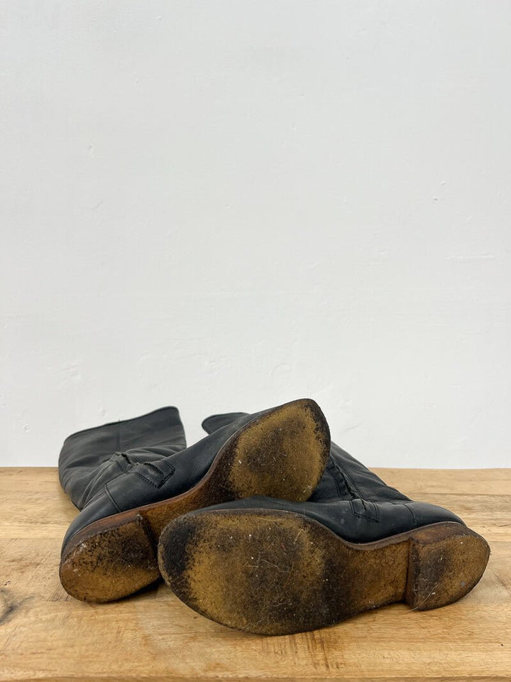 Second Hand Black Leather Boots - 37 - La Casa by Importante