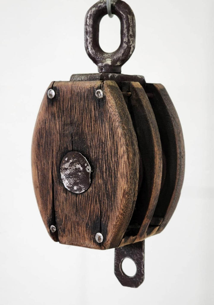 Vintage timber pulley - La Casa by Importante